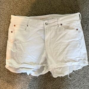 American Eagle Outfitters Frayed Hem White Jean Shorts